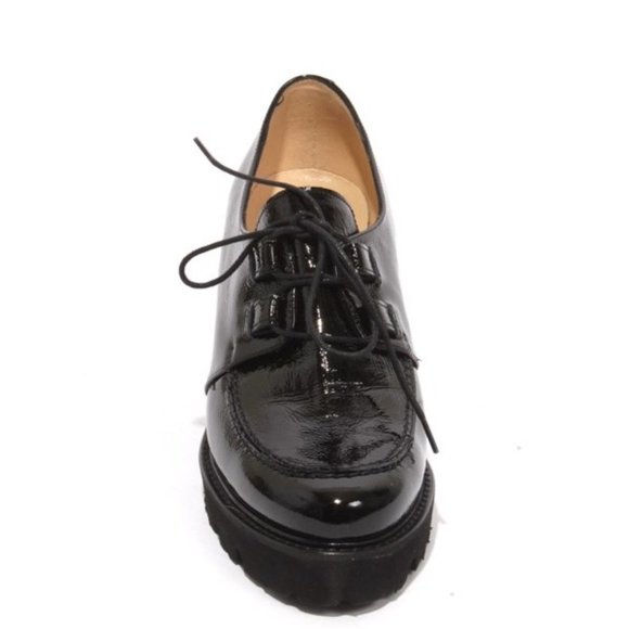 ITALIAN Black Patent Leather Lace Up Heel Shoes - Picture 7 of 8